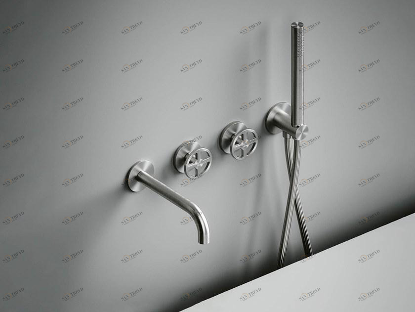 Quadrodesign Гидропрогрессивная ванна из нержавеющей стали с ручным душем Valvola02 sun-id-1424981