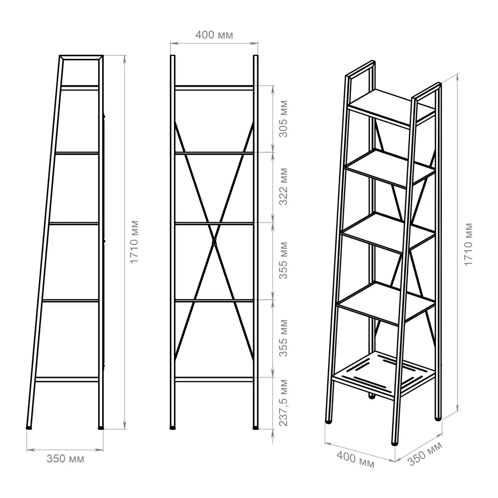Стеллаж для ванной KONSENSA Бруклин 40x35x170 см цвет белый STLM-2016326 - Вид №5