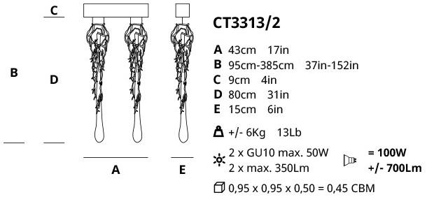 Serip Подвесной светильник из бронзы ручной работы Liquid Ct3313/2 - Вид №1