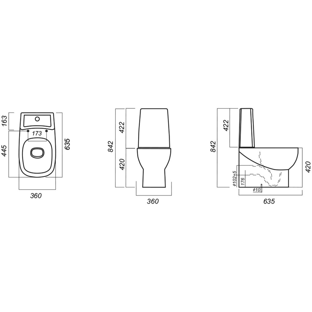 Унитаз напольный Infinity Mono SL DM универсальный выпуск двойной слив SANITA LUXE STLM-2033565 - Вид №7