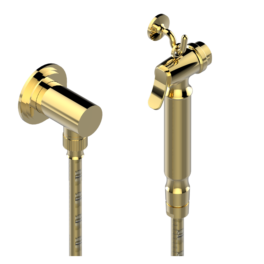 A7E-5840/7 Душ гигиенический: 1.25 м шланг, крючок, вывод для душа и лейка с клапаном (возможны только следующие покрытия A02, B01,C01, D03, E02, F01, G01,G02) Thg-paris Capucine зелёный с платиновым декором Золото A7E 5840/7 CAT.F