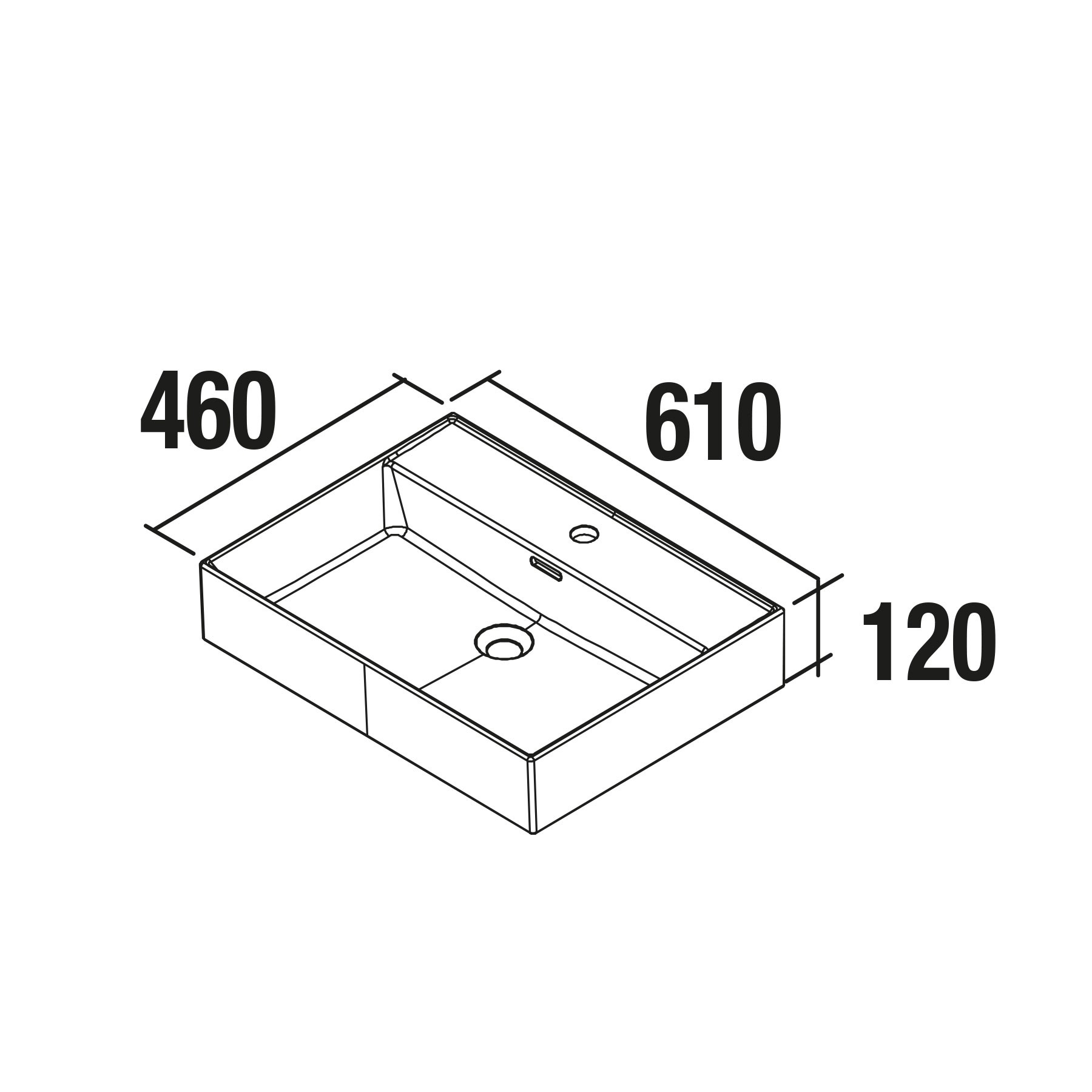 23400 SALGAR Раковина VENETO 610 1 раковина БЕЛЫЙ ФАРФОР 610 x 120 x 460 мм - Вид №2