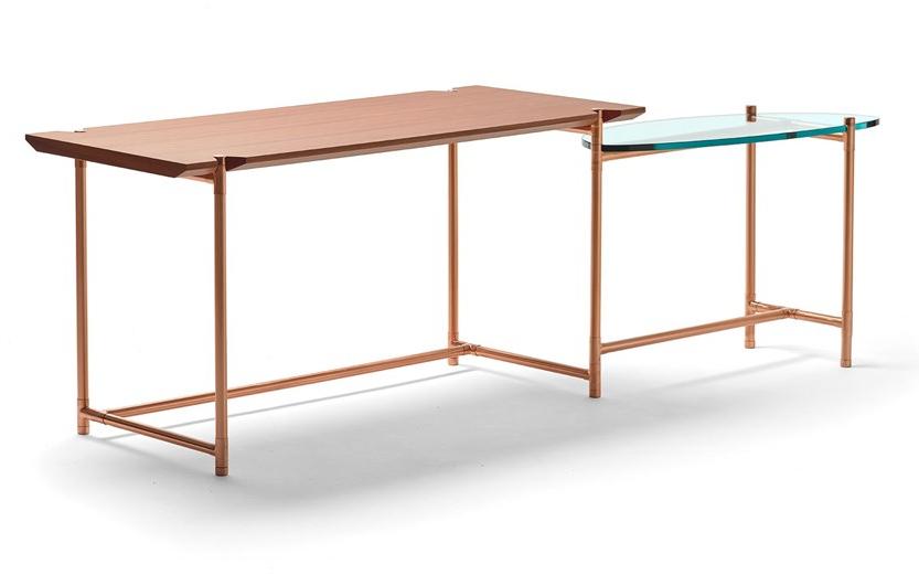 EPÒNIMO Угловой стол из меди, дуба и стекла Big sur Bs002  - Вид №1