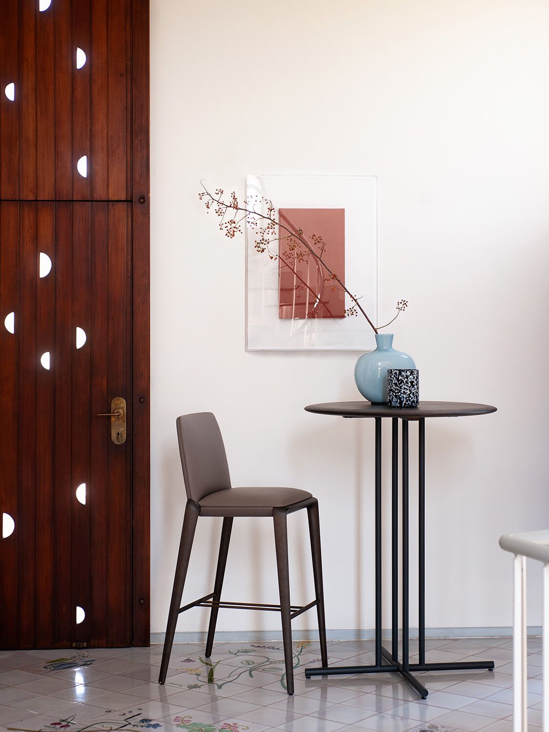 Высокий кожаный стул со спинкой Potocco Hiru ARCH-00041665 - Вид №3