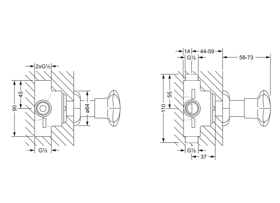 Переключающий вентиль на три положения ½", внешняя часть JOERGER Florale 600.40.650.000 - Вид №1