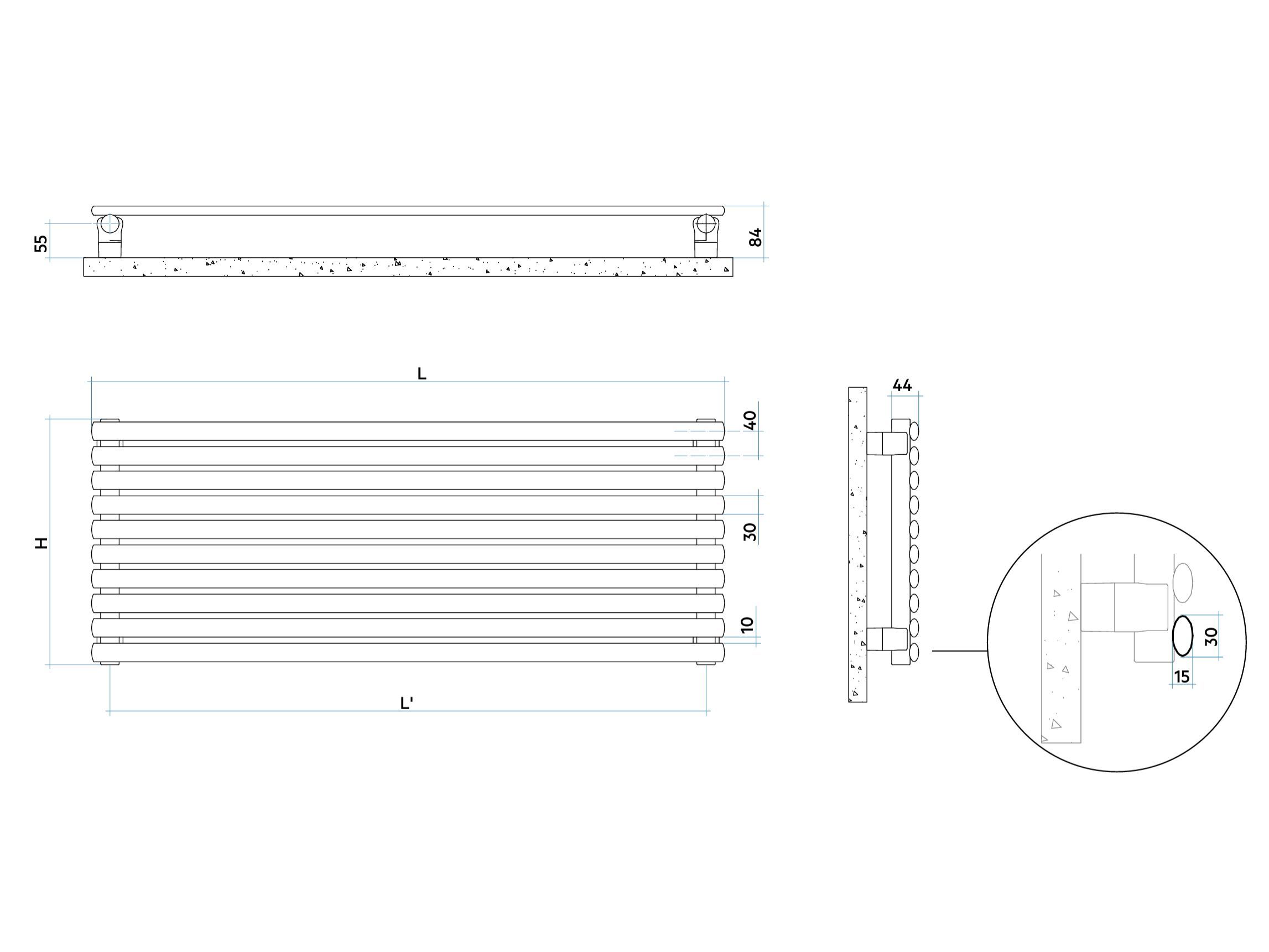 Стальной горизонтальный мебельный радиатор с эллиптическими трубчатыми элементами Irsap Ellipsis ARCH-00028932 - Вид №2