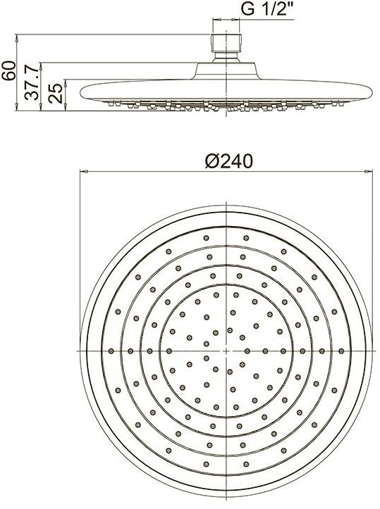 50CR759G5TB24E Рассеиватель для душа, диаметр 240 мм., хром Paini  - Вид №3