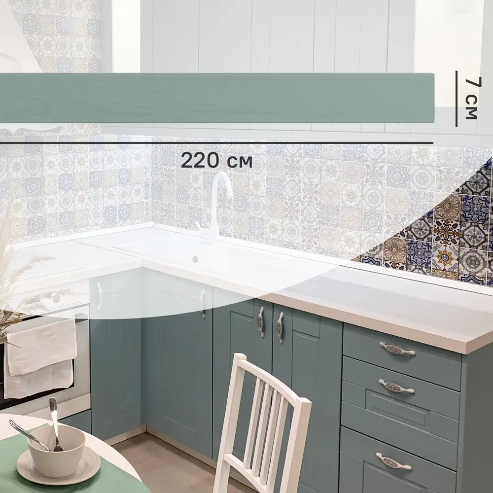 Кухонный карниз Томари 220x7 см KONSENSAМДФ цвет голубой STLM-2181880