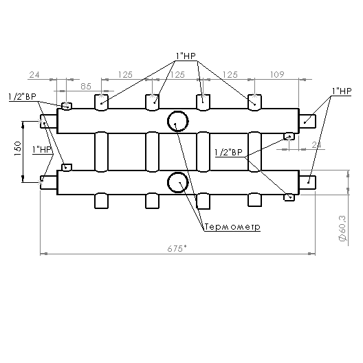 Купить Распределительный коллектор GK 60 кВт, 5 контуров Прокситерм GK255 - Вид №4