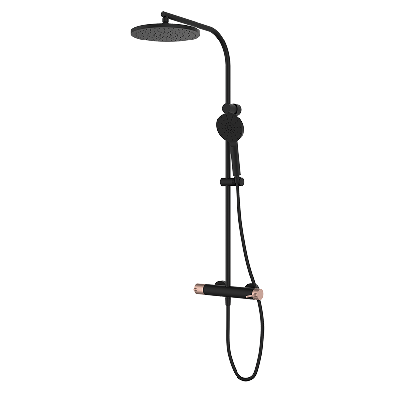 47499426 PREMIUM Черный смеситель для душа с колонкой Черно-Розовое GRB MIXERS 