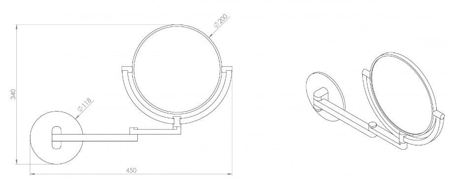 Настенное круглое увеличительное зеркало со встроенным освещением LUSSO Vogue ARCH-00141455 - Вид №3