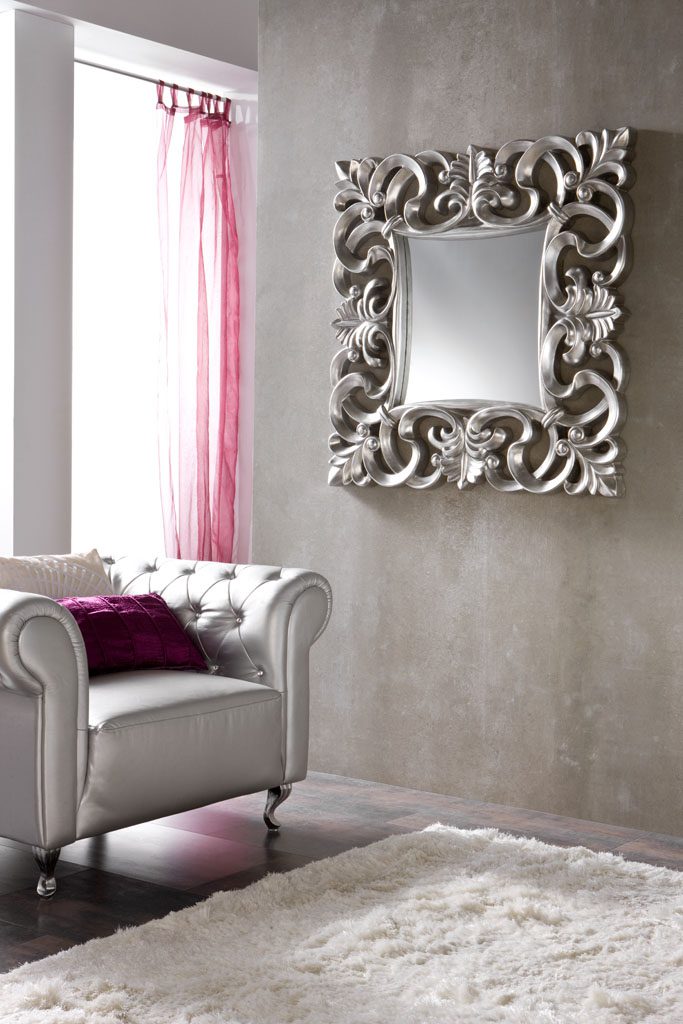 Зеркало серебряное квадратное в резной раме Regalo ESF ДИЗАЙНЕРСКИЕ 043888 Серебро  - Вид №2