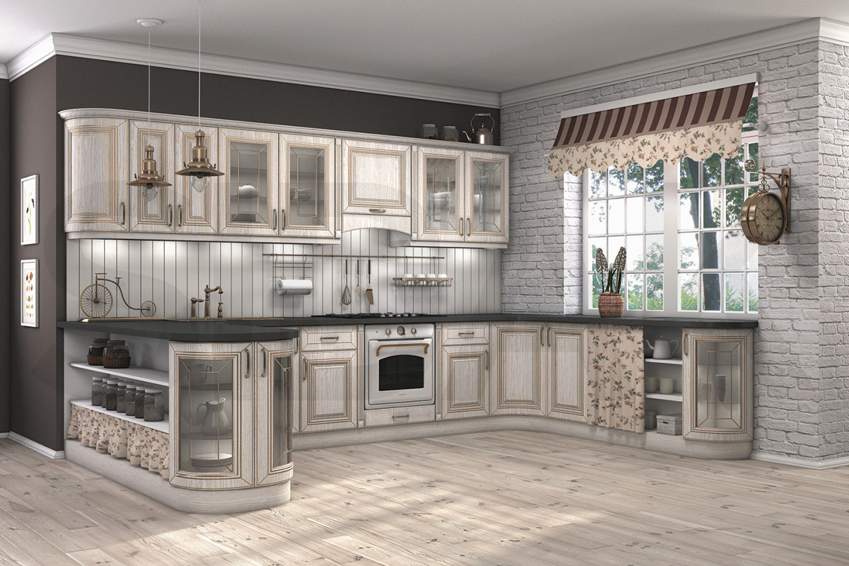 Фасады для кухни Патина Фрезеровка «Сорбонна+» Черный грифельный №300 SIDAK SIST2092-228 - Вид №1