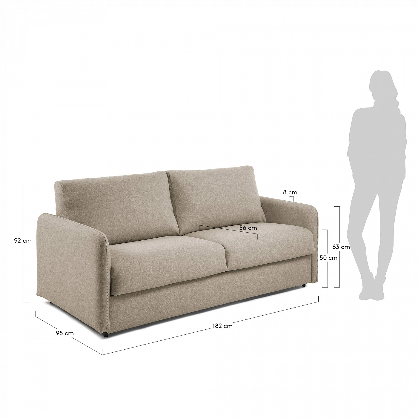 054392 Диван-кровать Komoon 140 полиуретановый бежевый La Forma Kymoon  - Вид №4