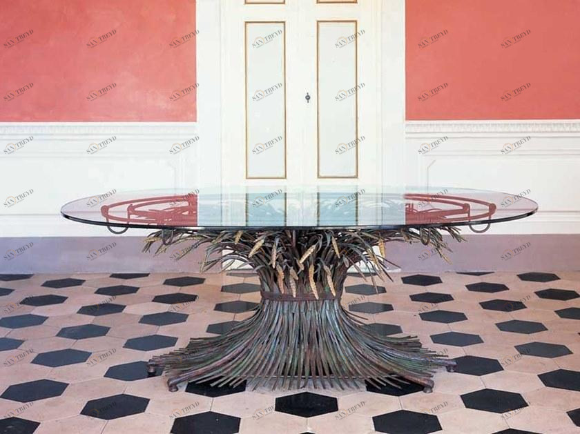 OFFICINACIANI Овальный стол из железа и хрусталя Grano Hf2014-ta