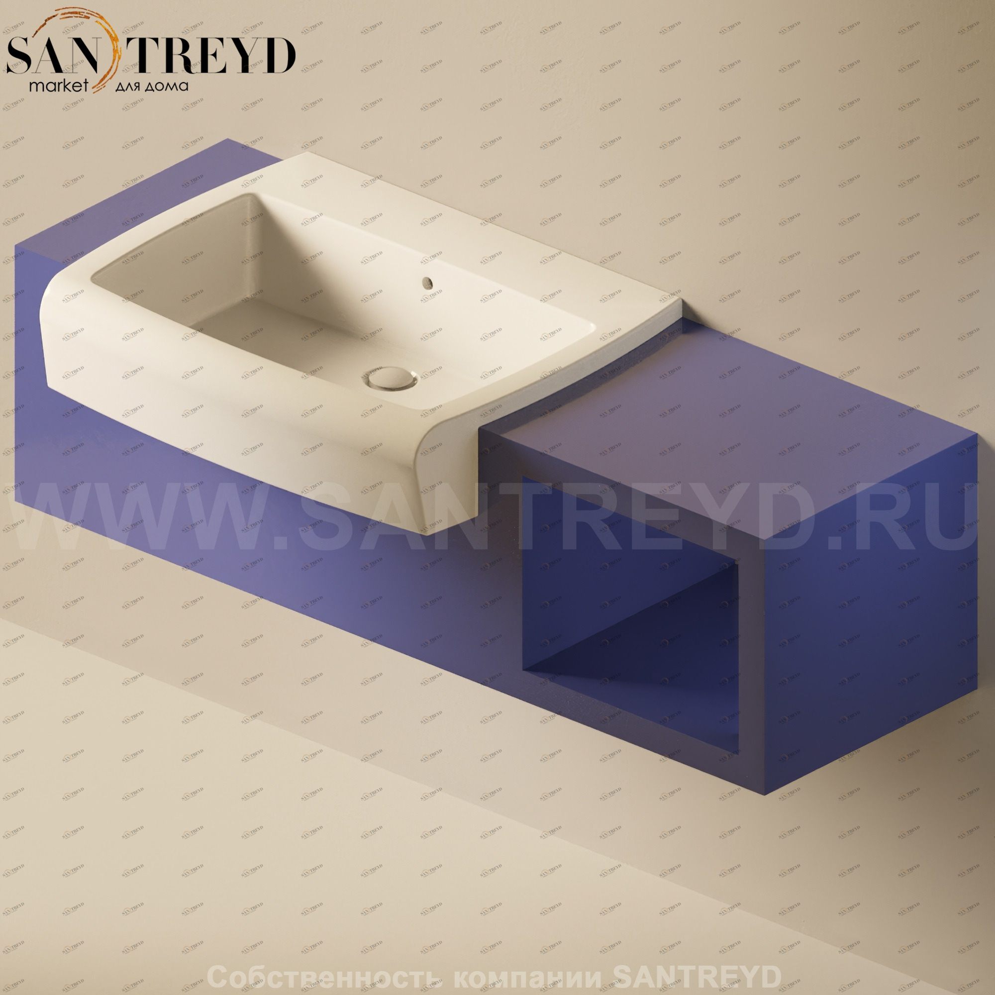 Flaminia UNA Консоль для раковины от 140 до 240 см с местом хранения синяя UNA75V1.5003 Ceramica Flaminia UNA75V15003