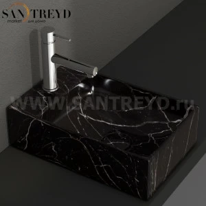 B6R40PN Подвесная раковина настенная прямоугольная Ceramica Globo T-EDGE черная