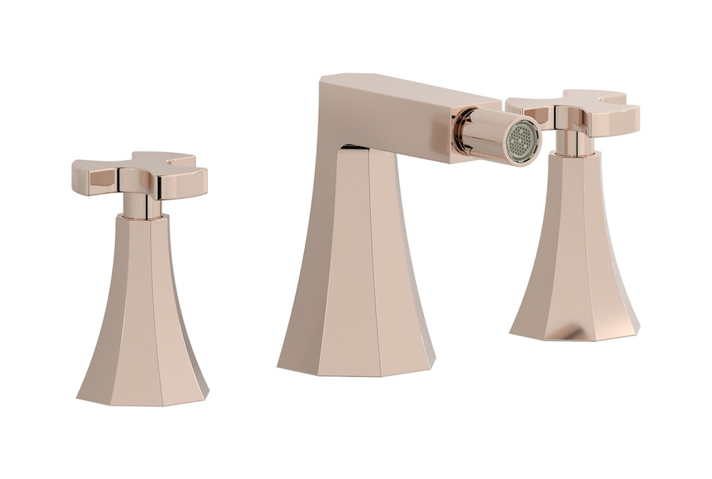 Смеситель для биде на 3 отверстия с донным клапаном WE ARE IB bt393rs Rose Gold Belmondo 