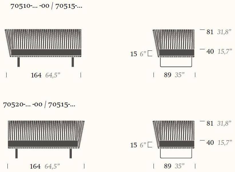 Kettal 2-х местный модульный садовый диван из ткани Bitta #70512/70515 - Вид №9
