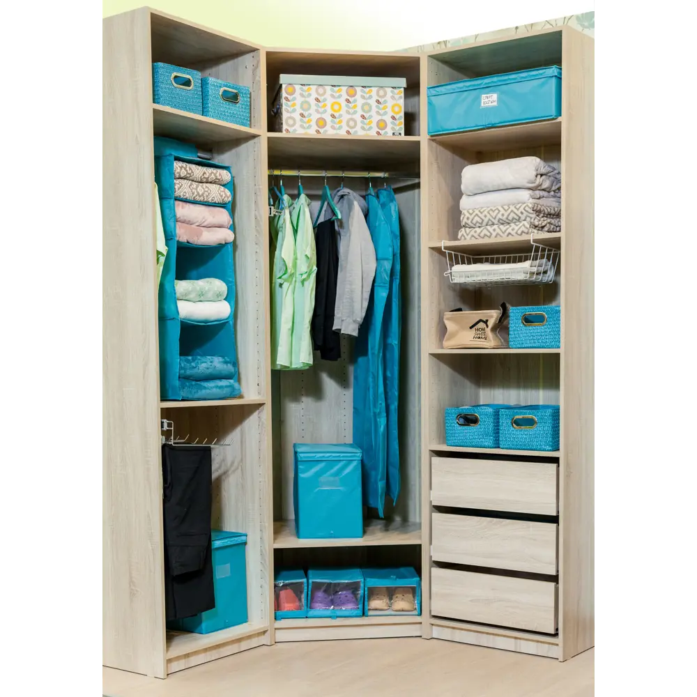 Короб для хранения с крышкой Spaceo 27х36x44 см нетканый материал цвет голубой STLM-2078368 - Вид №5