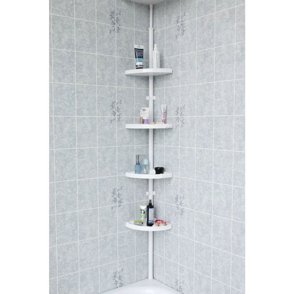 Полка для душа Primanova угловая 4 яруса цвет белый Полка угловая STLM-2088966