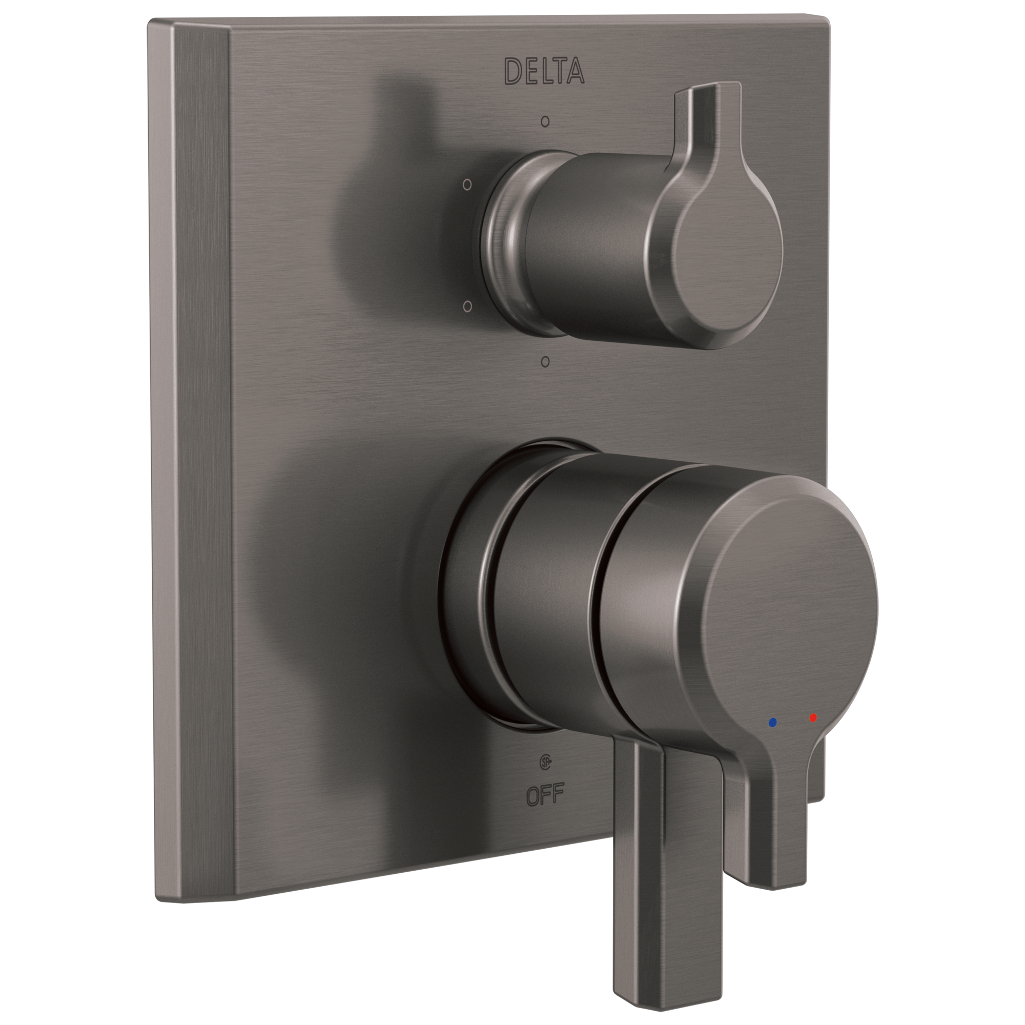 52664-KS H2Okinetic® Современная угловая душевая лейка Raincan с 5 настройками Delta Faucet Universal Showering Черный нержавеющий 