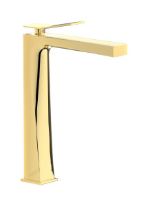 Высокий смеситель для раковины на 1 отверстие в комплекте с донным клапаном WE ARE IB wa313mb Pale Gold Wave