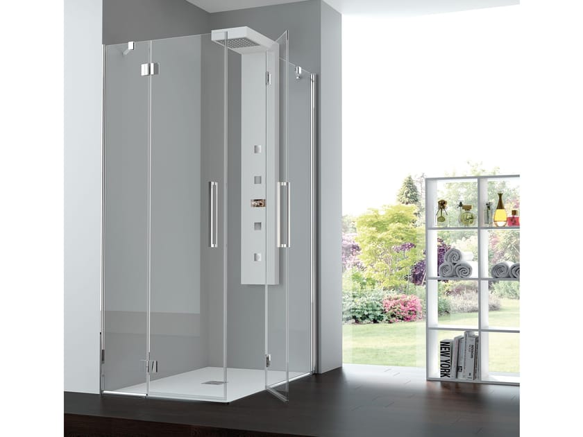 Алюминиевая и стеклянная угловая душевая кабина с распашной дверью CSA Box Doccia Алиса ARCH-00115587