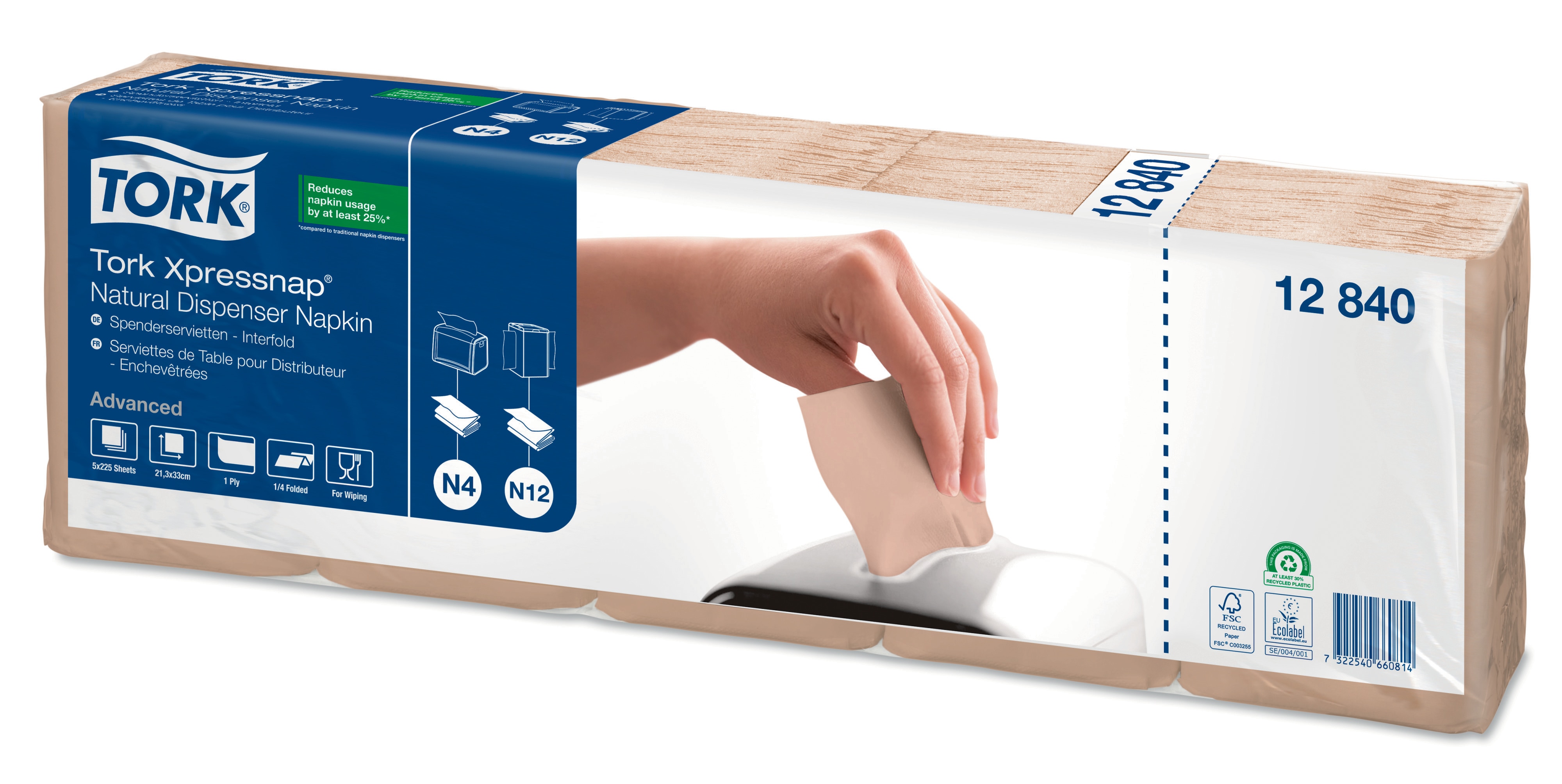 1284044 Натуральные салфетки Xpressnap® для диспенсеров Tork  - Вид №1