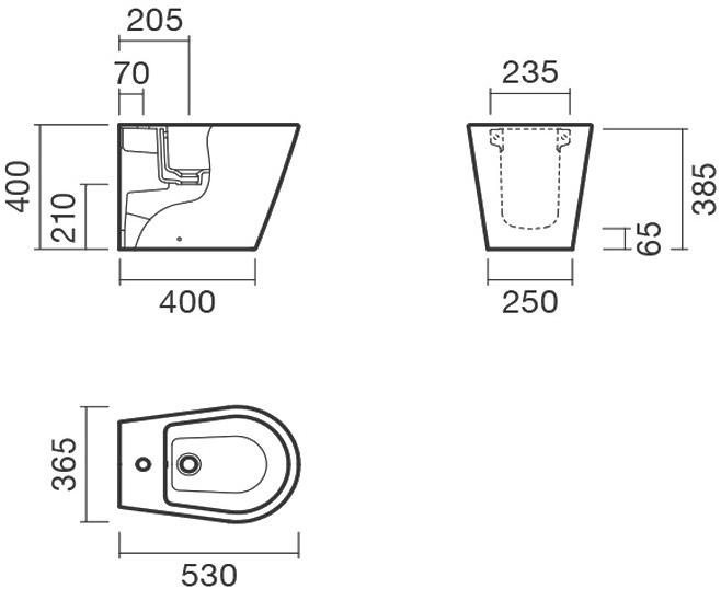 Биде BTW 53 Sanitana GLAM + крышка с механизмом (микролифт) S10066834900000 ( GLBD2 ) S10066834900000;S80006761600000 - Вид №1