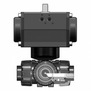 SANIT 227447030200020 3/2 Кран шаровой ТКД, PVC-U, R 3/8 "- R 2", резьбовая втулка, L-дырка, Д.А.