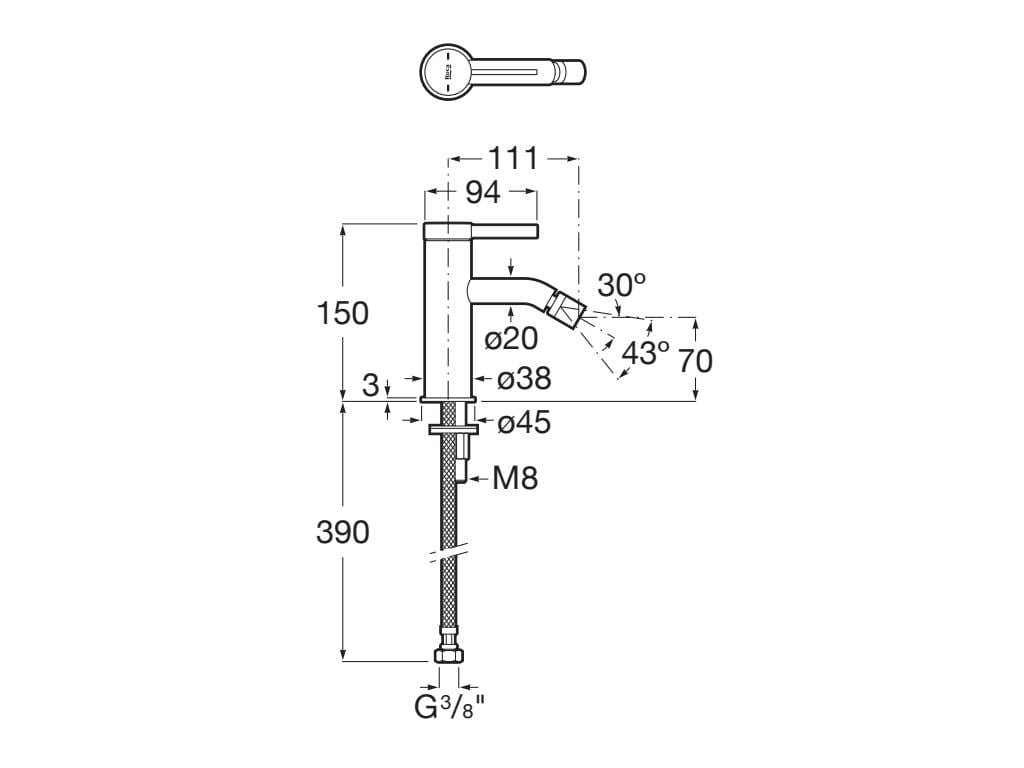Смеситель для биде без слива с регулируемым горлышком Roca Ona ARCH-00140006 - Вид №7