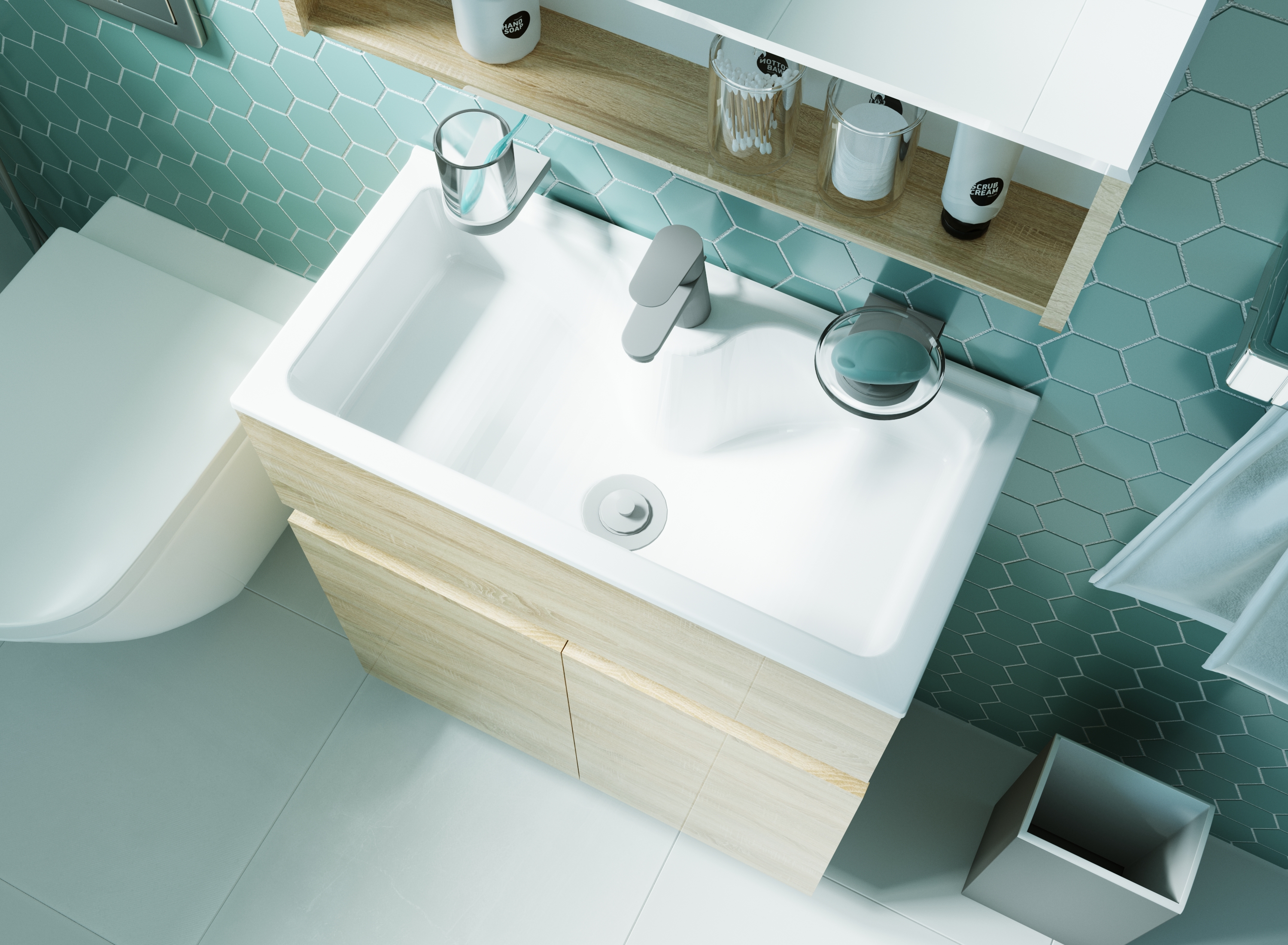 У83303 Тумба с раковиной Mira 60Н 2д. Дуб Сонома 1 Marka MIRA - Вид №4