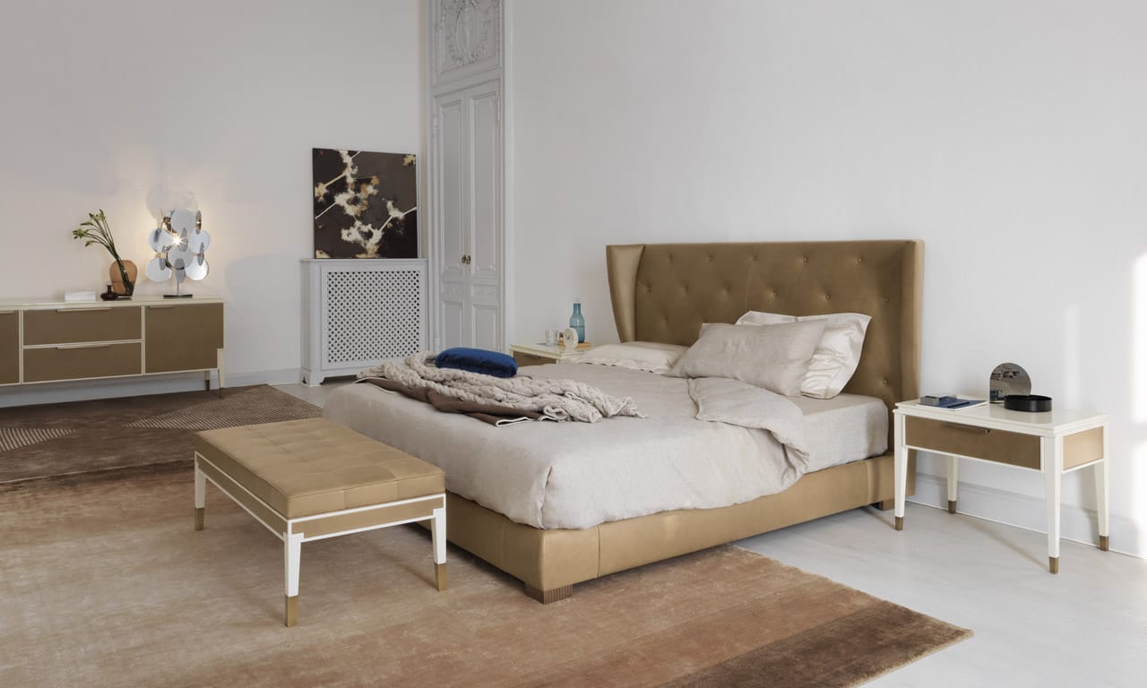 Кожаная двуспальная кровать с мягким изголовьем OAK Милан ARCH-00034187 - Вид №2