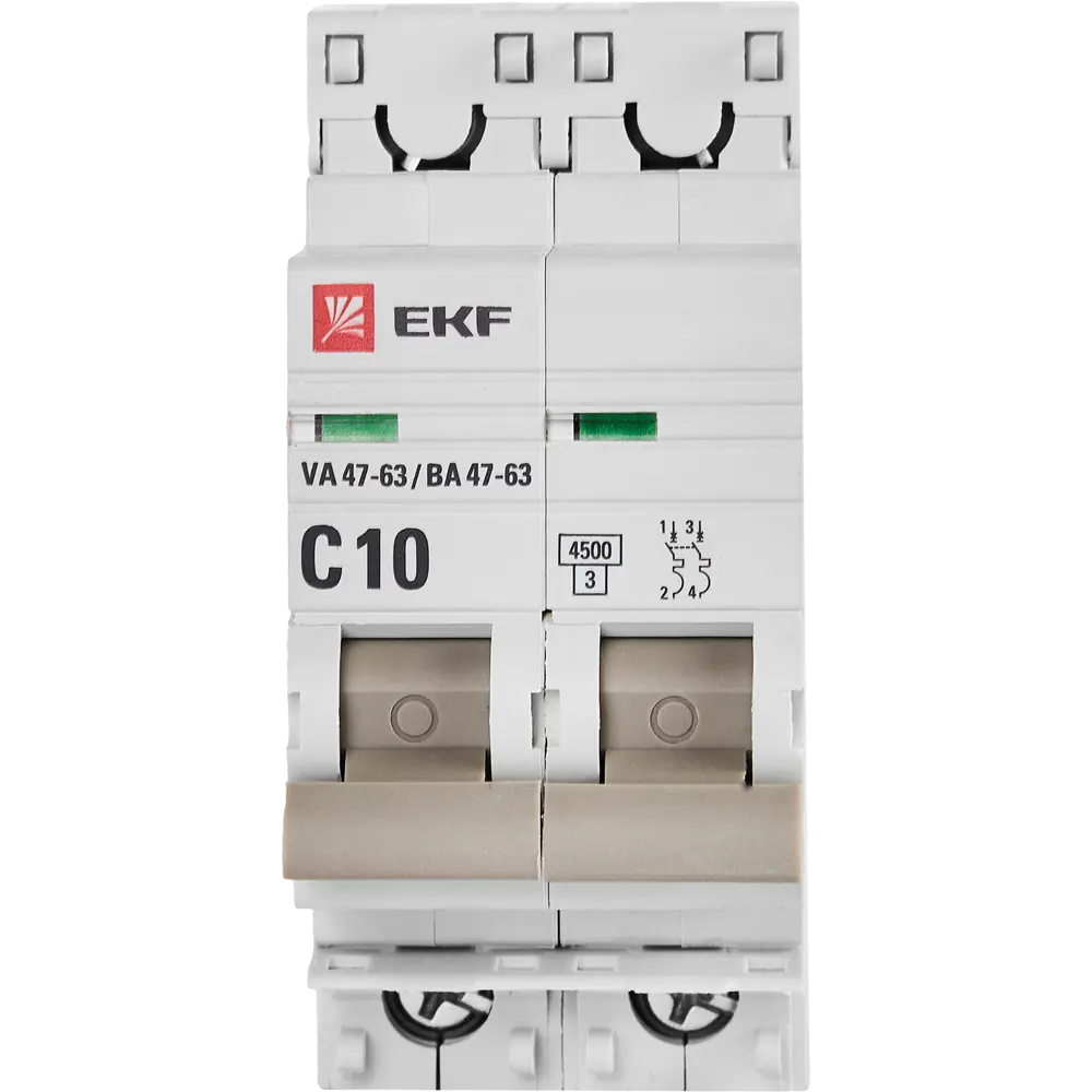 Автоматический выключатель EKF ВА47-63 2P 10А для защиты электросетей 82421241 STLM-1432253 - Вид №1