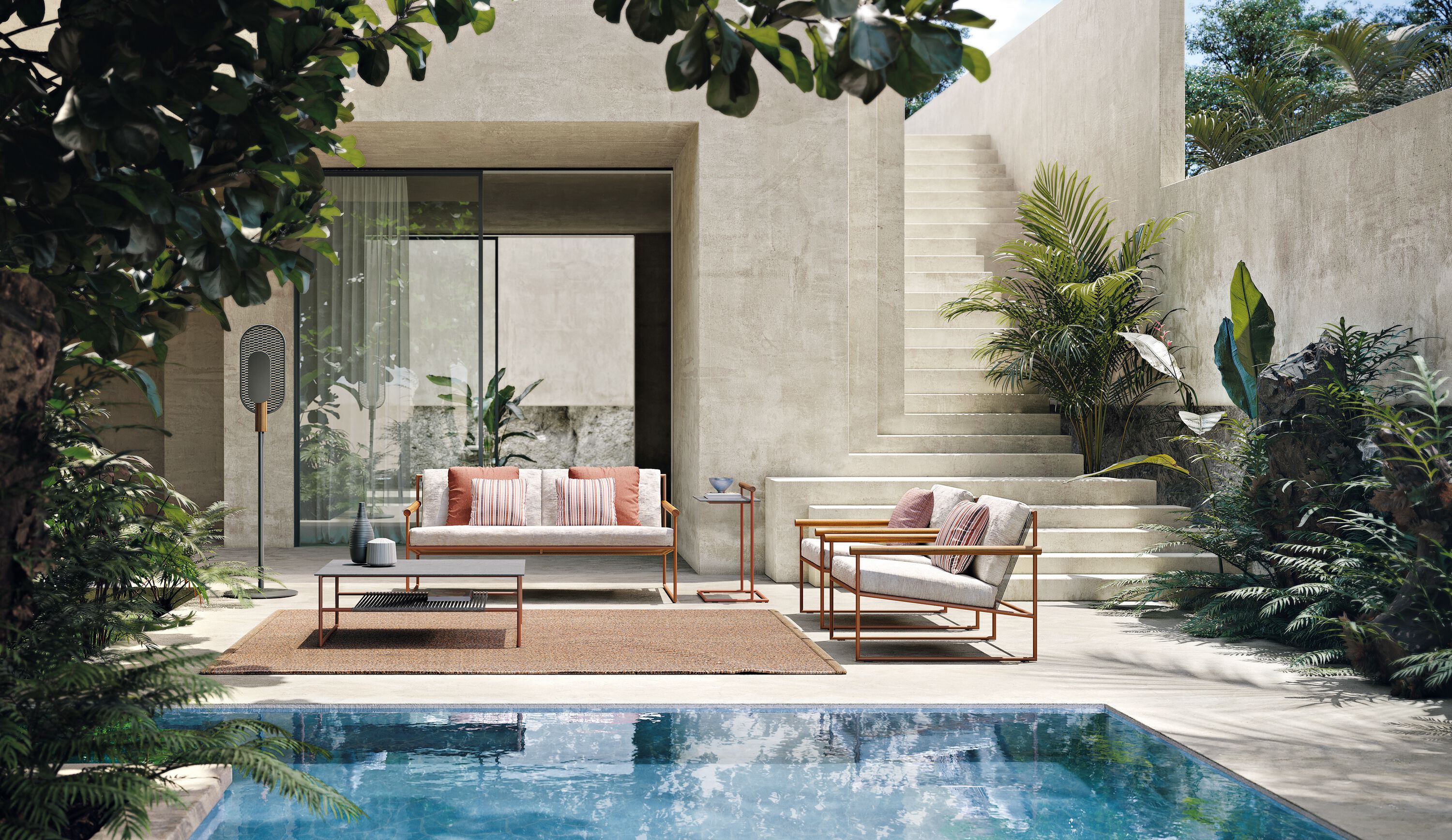 2-местный тканевый садовый диван Atmosphera труба ARCH-00000643 - Вид №1