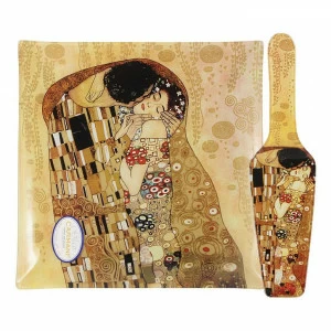 Блюдо фарфоровое квадратное с лопаткой золотое "Поцелуй. Г. Климт" CARMANI Г.КЛИМТ 00-3946958 Желтый;золото