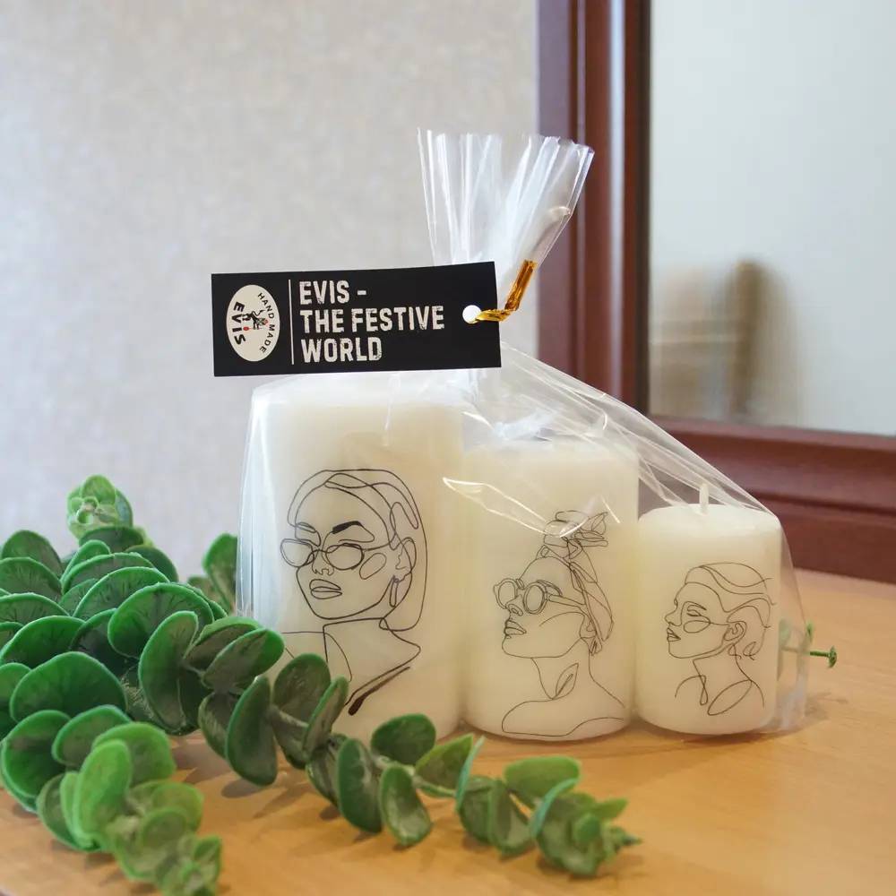 Набор свечей-столбик белый 10 см 3 шт EVIS STLM-2186189 - Вид №3