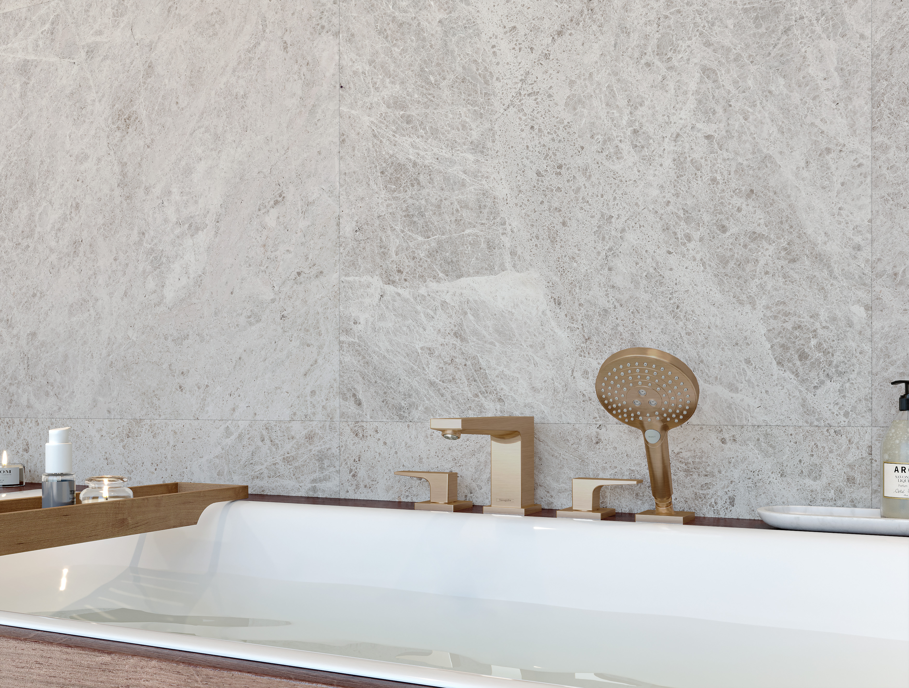 32553000 Metropol Смеситель на край ванны на 4 отверстия с рычажными ручками Hansgrohe  - Вид №1