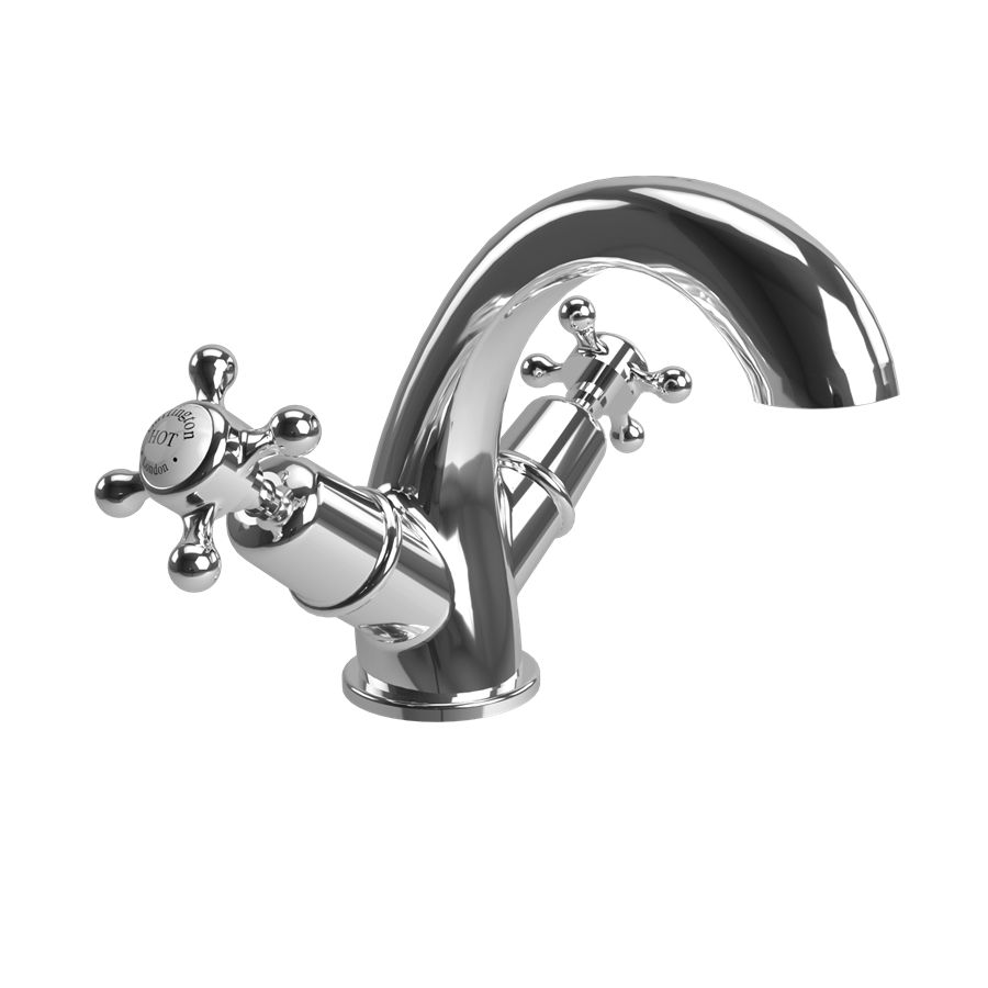 Burlington Claremont Смеситель для раковины Claremont Mono Четверть оборота с черным акцентом в Chrome CL45-QT BLA 