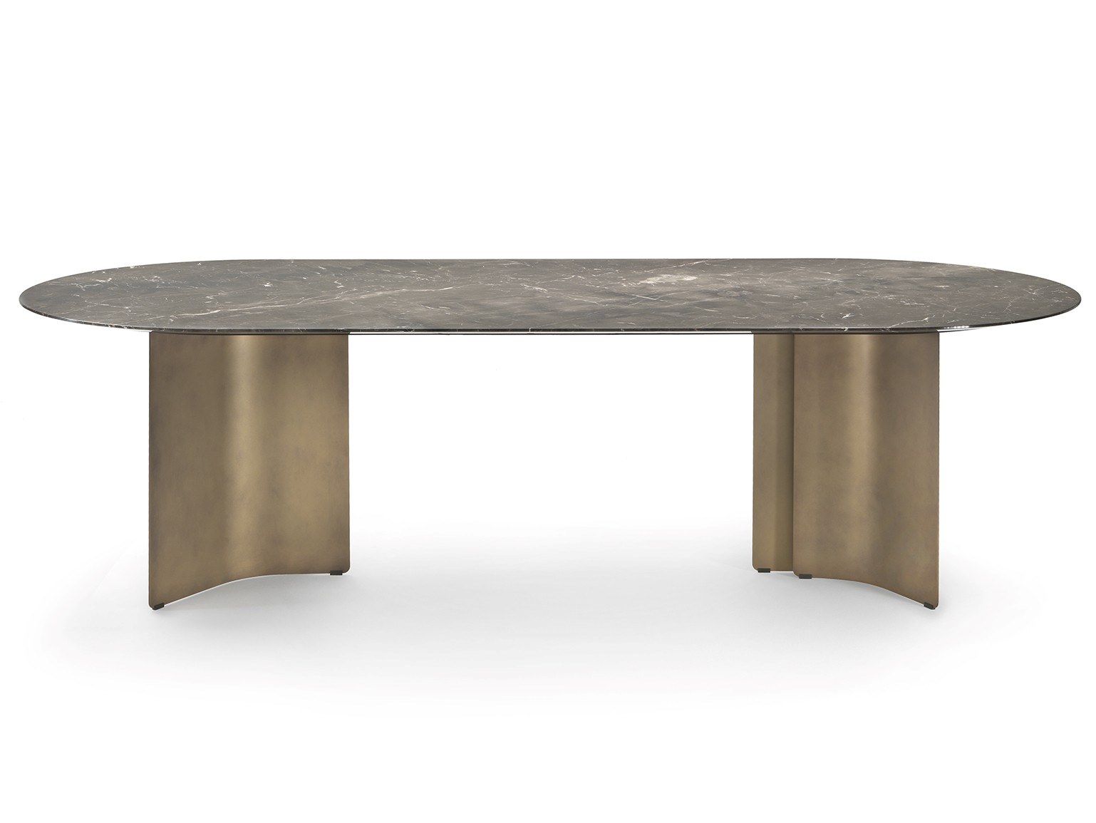 Овальный стол с мраморным верхом и изогнутым металлическим основанием Marelli Wave ARCH-00138111 - Вид №1