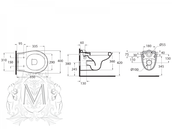 ML.IMP-25.340.BI Подвесной унитаз настенный Белый Migliore  Италия  - Вид №2