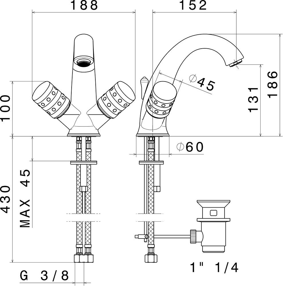 newform Смеситель для раковины на столешнице с одним отверстием Deluxe prestige Art. 68125 - Вид №2