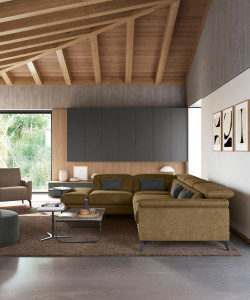 Модульный тканевый диван с подголовником