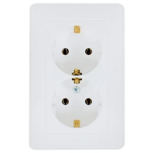 Розетка двойная встраиваемая Legrand Cariva с заземлением, цвет белый