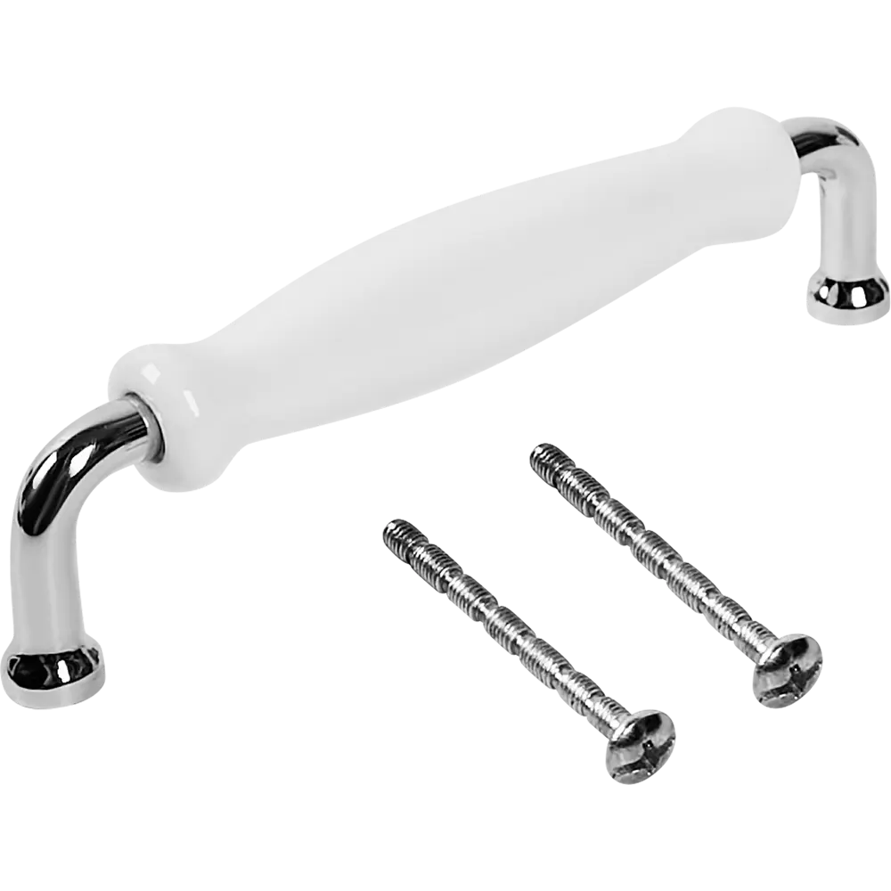 Мебельная ручка-скоба KONSENSA Виви 128 мм белая/хром STLM-2170924 - Вид №3