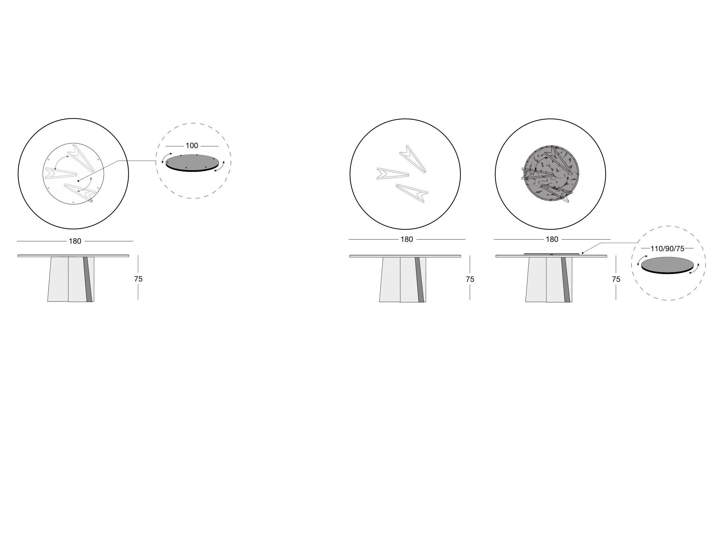 Круглый обеденный стол из натурального камня Longhi Blooming ARCH-00117889 - Вид №2