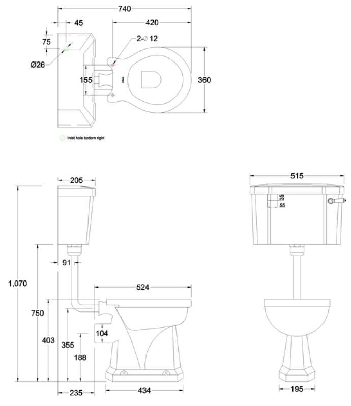Туалет в оконном шкафу с напольной внешней кассетой Burlington Wc con cassetta esterna ARCH-00148930 - Вид №4