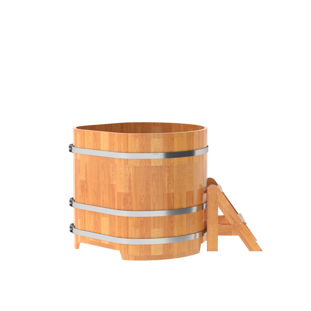 1564 Купель угловая из сращенных ламелей лиственницы 1,03х1,03х1,0 натуральная Alyarus  - Вид №2