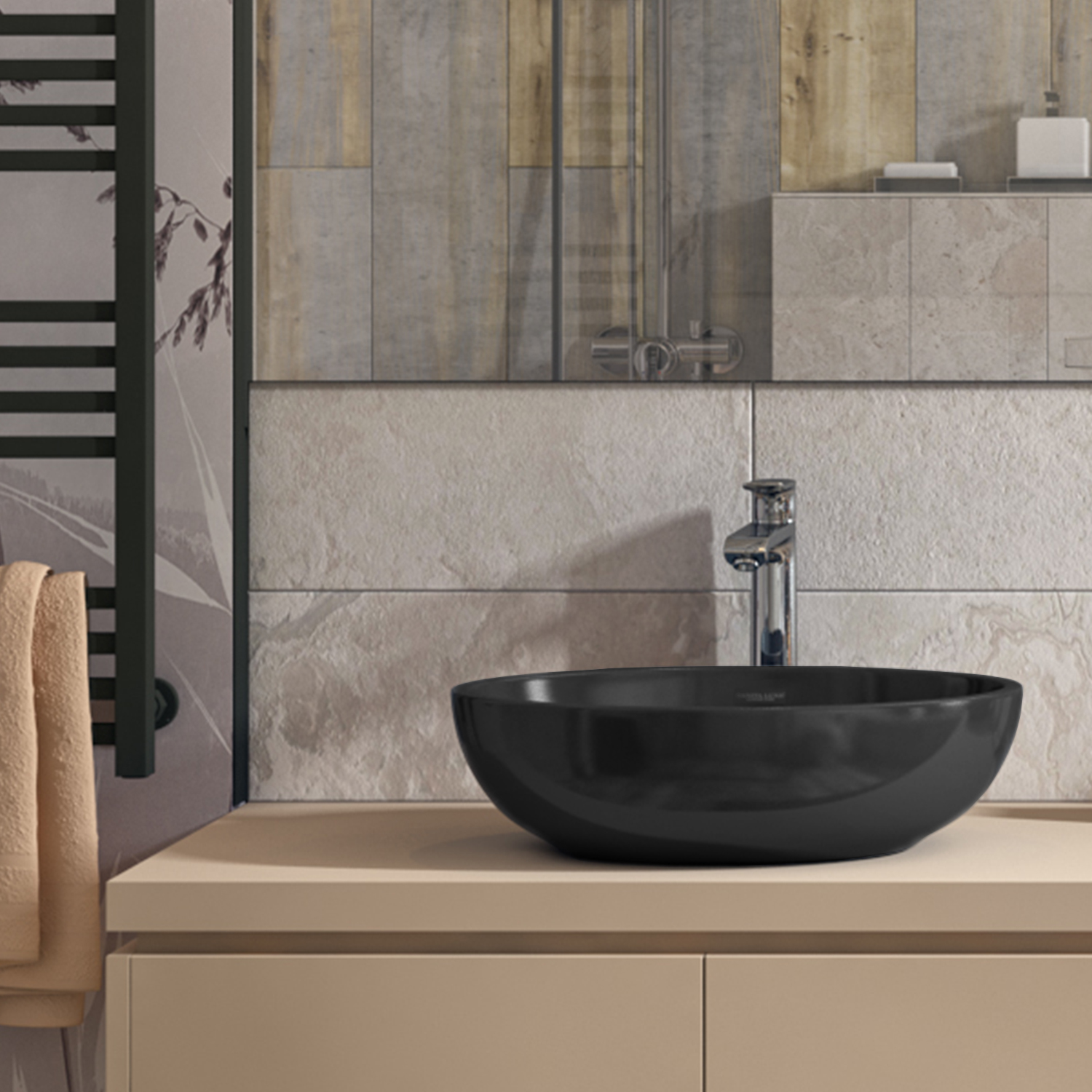 RNGSLWB02C Накладной умывальник Cut Black SANITA LUXE Ringo - Вид №10